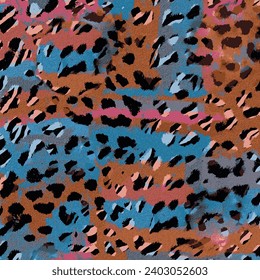 
Colorful brush painted leaopard pattern