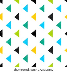 Colorful brush painted triangles seamless pattern. Vector illustration.