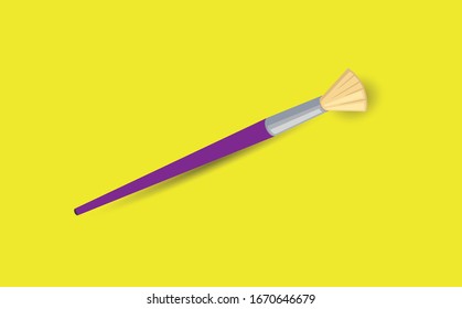 Pincel colorido con sombra, aislado en amarillo