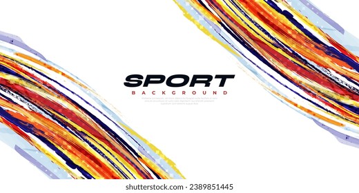 Colorful Brush Splash Background. Vibrant Grunge Background with Halftone Style. Sport Banner. Vector Illustration