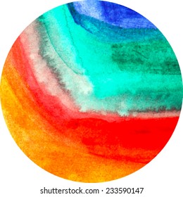 Colorful brush stroke abstract hand painted watercolor background.Decorative chaotic texture for scrapbook pages, banner, cards. Handmade overlay backdrop. Bright artistic painting on paper. Vector.