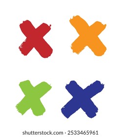 Colorful Brush Stroke Crosses Set. Graphic design elements and resources, signs and symbols vector art