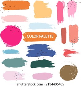 Colorful brush stroke element vector set Free Vector
