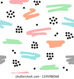 Colorful brush stroke seamless pattern.
Great for paper,wrap,t-shirt,textile, poster, card, scrapbooking, birthday and party invitation, wallpaper or background.