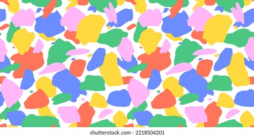 Colorful brush stroke seamless pattern. Creative minimalist style art background for trendy design with paintbrush shapes in bright primary colors. Simple artistic painting backdrop.