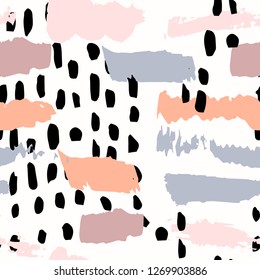Colorful brush stroke seamless pattern.Hand drawn wallpaper. Design for print, poster, card, wrapping paper, cover, invitation, package. 