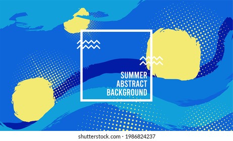 Colorful brush stroke summer abstract background. Summer time sale abstract background template. Creative vector template for trendy post design. Perfect for flyer, banner, poster, sale template, web.