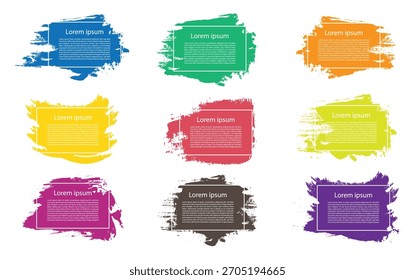 Colorful Brush Stroke texture Boxes - Speech bubbles and text boxes. Colorful vector collection of brush stroke banners and frames