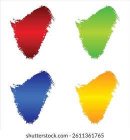 colorful brush stroke vector on white background, artistic grunge brushstroke isolated elements