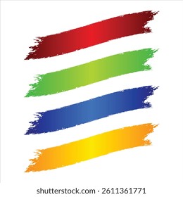colorful brush stroke vector on white background, artistic grunge brushstroke isolated elements