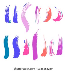 Colorful brush strokes, isolated.