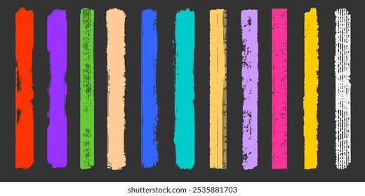 Colorful brush strokes. Multi-colored grunge spots. Set of paint streaks .Vector illustration
