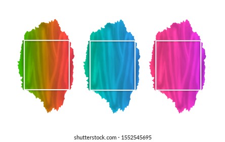 Colorful brush strokes with rectangle frame on white background. Template watercolour brush stroke painted with white frame. Creative and stylish watercolor concept vector design for your business