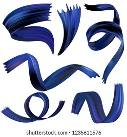 Colorful brush strokes. Ultramarine, blue color. Acrylic. Paint. Realistic. For printing on cards, for your creativity. 100 percent vector.