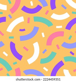 Colorful brush strokes vector seamless pattern. Hand drawn bold curvy lines flat illustration for print, wrapping paper, fabric, wallpaper, cover