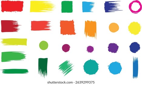 Colorful brush strokes vector set