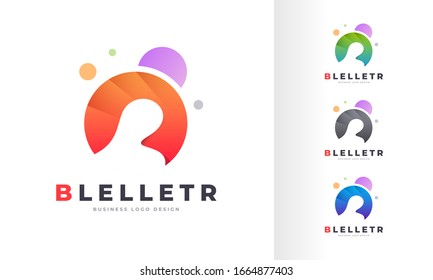 Colorful Bubble B Letter Logo Design Template with Purple Colors and Dots
