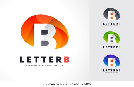 Plantilla de diseño de logotipos de letras B con colores y puntos púrpura
