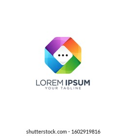 Colorful bubble chat logo design template