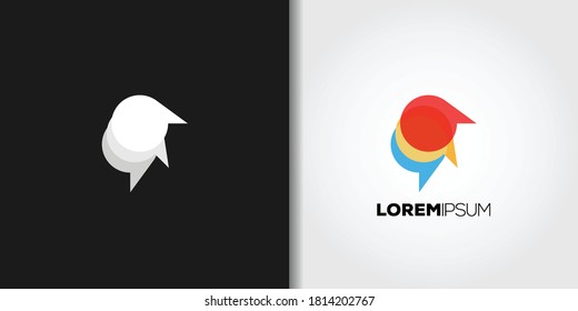 colorful bubble chat logo template set vector