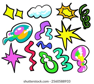 Colorful bubble and glitter graphic resources, colorful party element