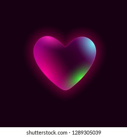 Colorful bubble heart on a black background. Design for Valentine's Day, Mother Day. Vector illustration EPS10