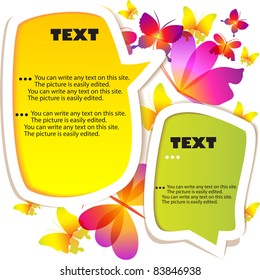 Colorful bubble for speech.  butterflies background