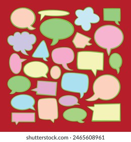 colorido discurso de burbuja lindo doodle colección conjunto dibujado a mano
