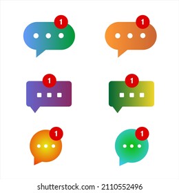 Colorful bubble speech or message with notification number