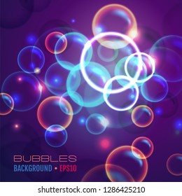 Colorful bubble vector purple background