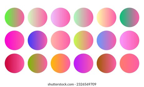 Colorful Bubblegum Color Shade Linear Gradient Palette Swatches Web Kit Circles Template Set