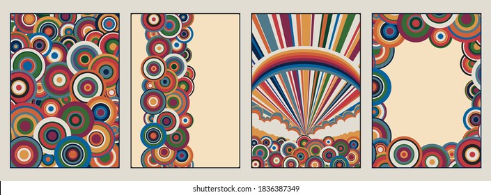 Colorful Bubbles Background Set, Poster, Cover Templates