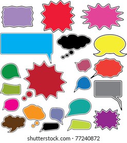 colorful bubbles & chat, speak, icons, signs, vector illustrations