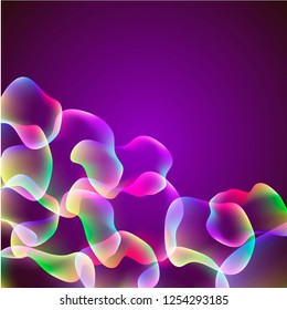 Colorful bubbles with different shapes at gradient background