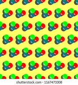 colorful bubbles with drop shadow Memphis style seamless pattern
