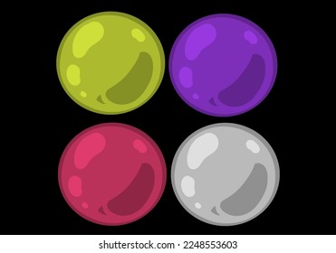 colorful bubbles effect vfx isolated yellow, purple, red and white vector illustration
