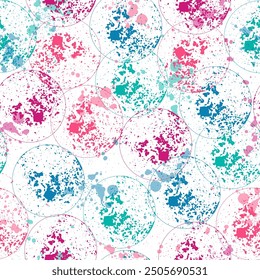 Colorful bubbles seamless pattern watercolor texture cute illustration party celebrate print  Kids Geometric Spots Design.