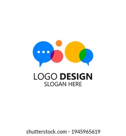 colorful bubbles speech logo design for community and communication