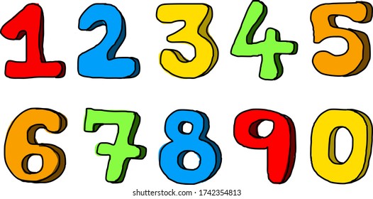 Colorful Bubbly Number Vector Graphics