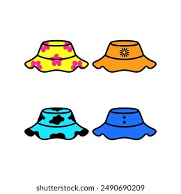 Colorful bucket hat vector digital illustration
in cute and simple style 