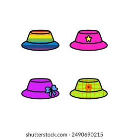 Colorful bucket hat vector digital illustration
in cute and simple style 