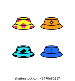 Colorful bucket hat vector digital illustration
in cute and simple style 