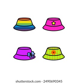 Colorful bucket hat vector digital illustration
in cute and simple style 