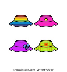 Colorful bucket hat vector digital illustration
in cute and simple style 