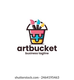 colorful bucket paint logo vector
