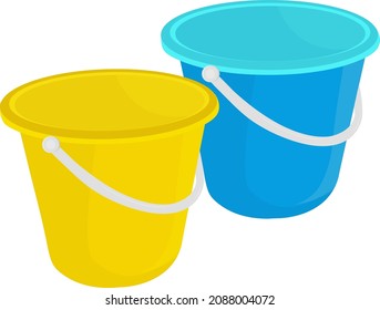 Colorful buckets, illustration, vector on a white background.