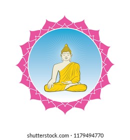 Colorful Buddha inside lotus flower, vector