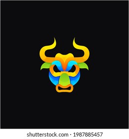 colorful buffalo logo design ilustration