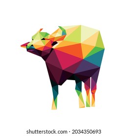 Colorful Buffalo Polygonal low poly logo icon. vector low poly of Buffalo