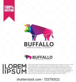Colorful Buffalo Triangulation Logo Vector